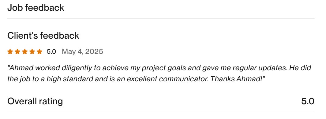 Kris Longmore verified 5.0 job feedback