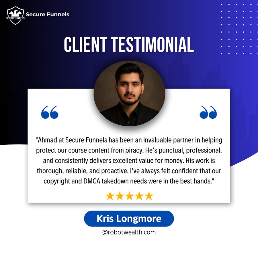 Kris Longmore of Robot Wealth testimonial for Secure Funnels
